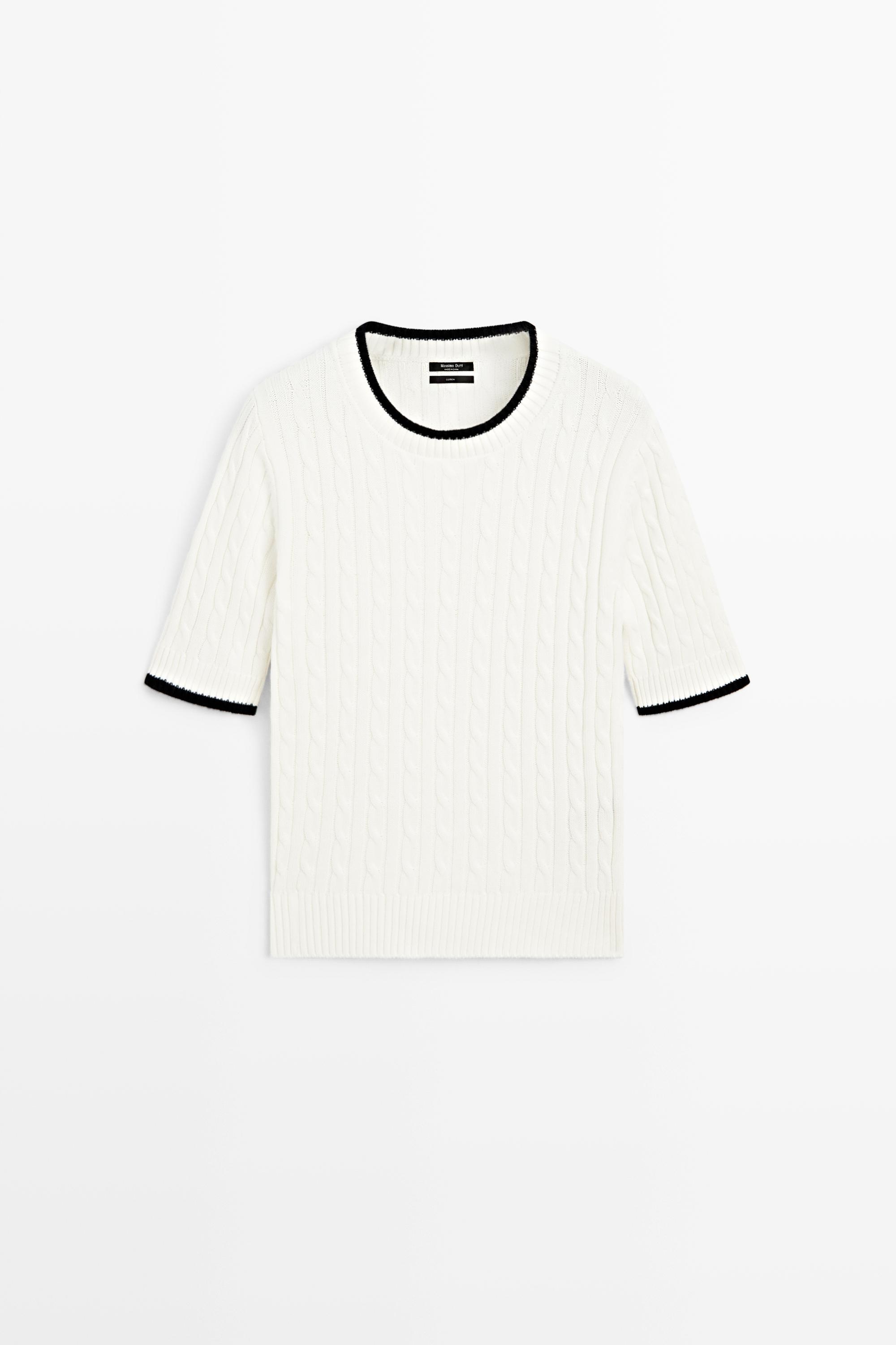 Pull en maille torsadée à manches courtes
